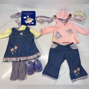 American Girl Bitty Baby Doll Travel Time 2-in-1 Set Complete W Bear Outfit